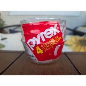 Pyrex Custard Cups 6 oz NEW Set of 4 Glass Baking Dishes Cups Sealed